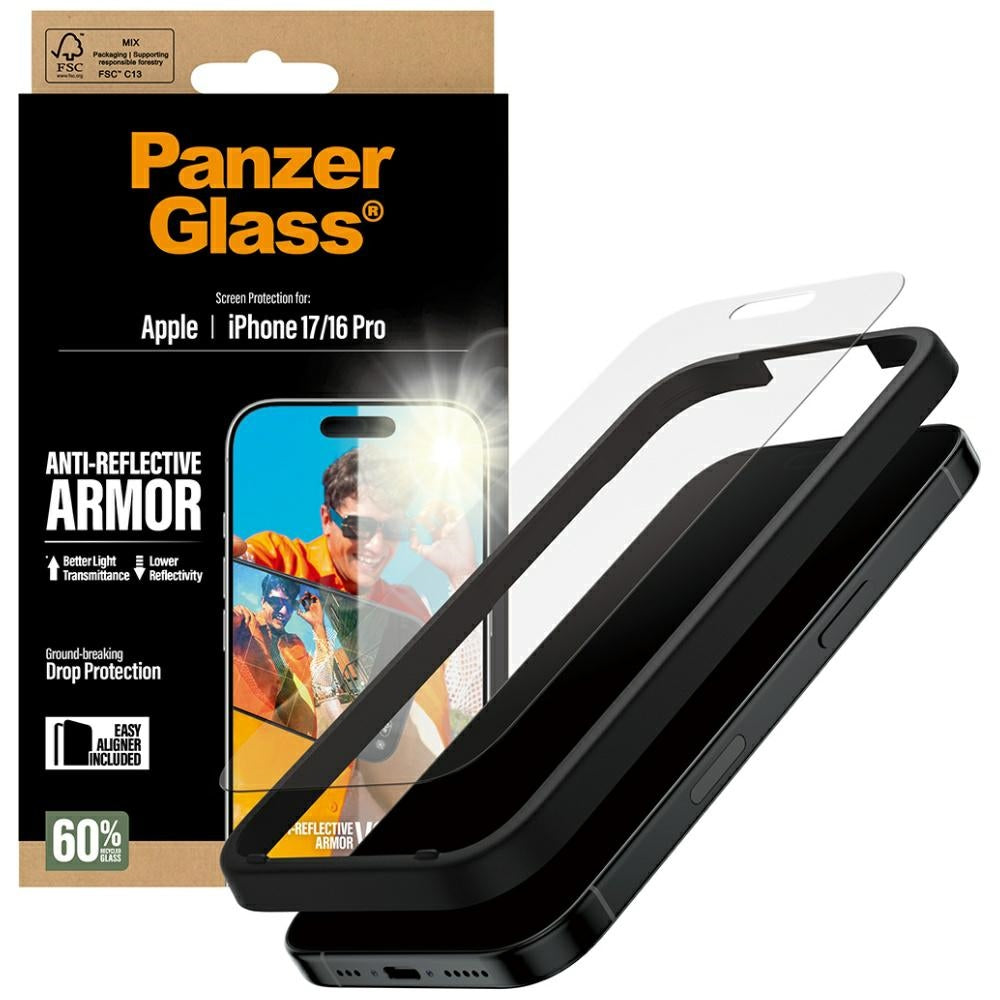 PanzerGlass® - Anti-Reflective Armor Screen Protector w. EasyAligner - iPhone 17 / iPhone 16 Pro - Matte Clear