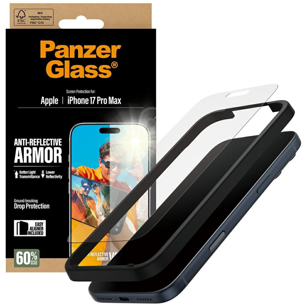 PanzerGlass® - Anti-Reflective Armor Screen Protector w. EasyAligner - iPhone 17 Pro Max - Matte Clear