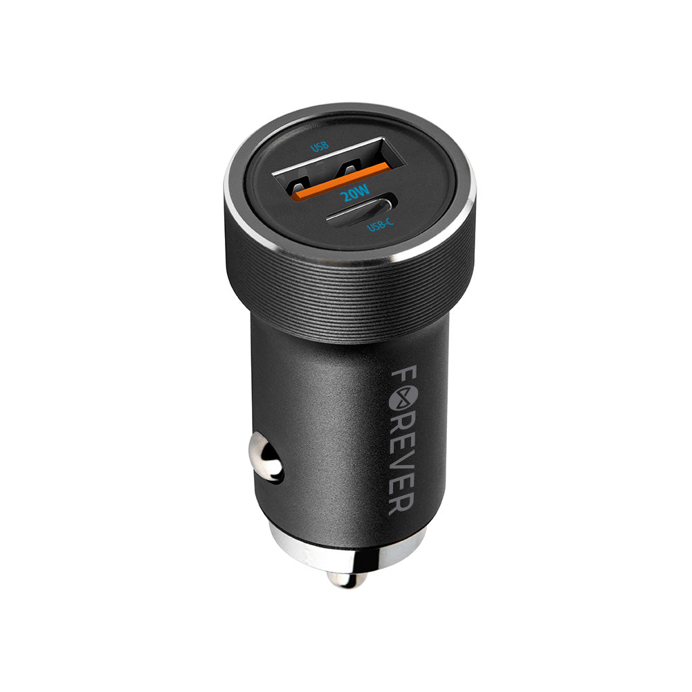 Forever CC‑06 Φορτιστής Αυτοκινήτου USB‑C + USB‑A, PD 3.0 & QC 3.0, 20 W – Μαύρος