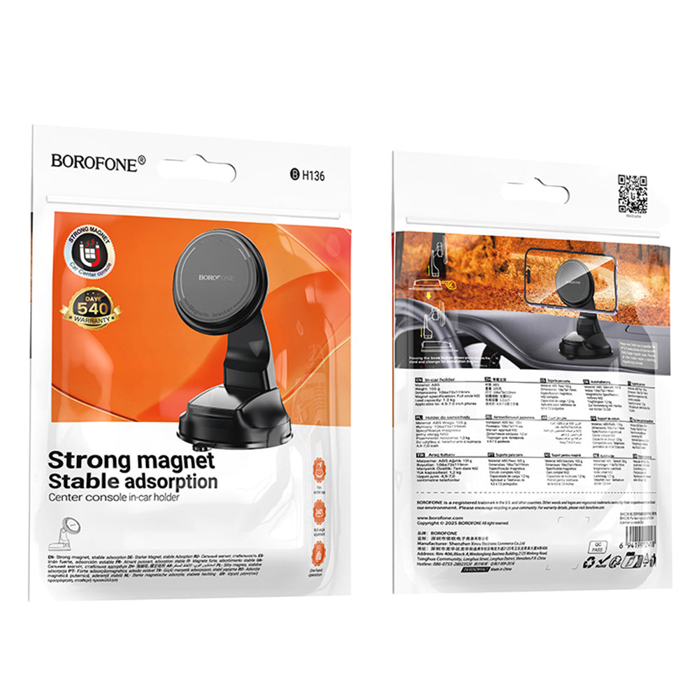 Borofone - Car Holder Parker (BH136) - Magnetic, for Dashboard, Strong Magnet, Stable Adsorption - Black