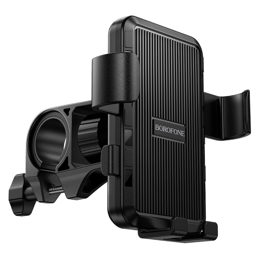 Borofone - Bicycle/Motorcycle Holder Knight (BH137) - Adjustable Arms Fit Phone, Sun-Drying Pattern, 6.0–7.0inch - Black