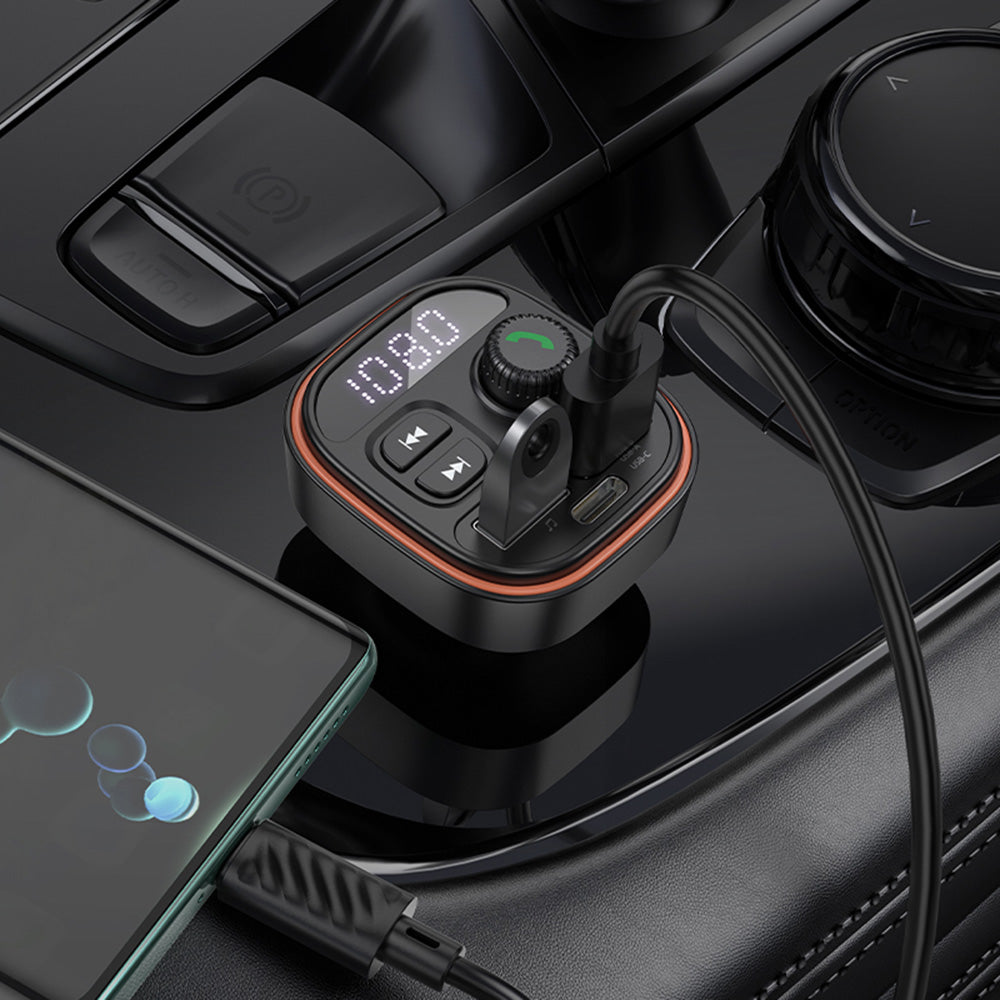 Borofone - FM Modulator and Car Charger Heroic (BC59) - Bluetooth V5.4, 2x USB, Type-C, MP3 Playback - Black