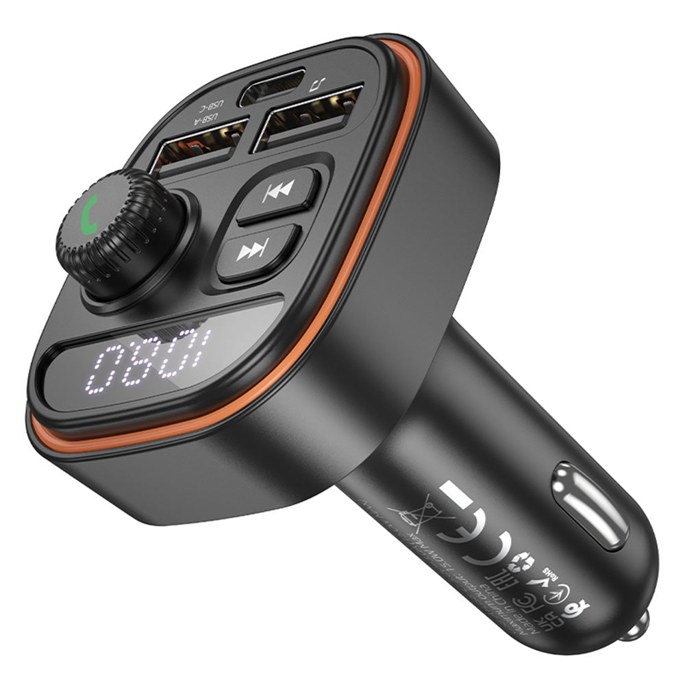 Borofone - FM Modulator and Car Charger Heroic (BC59) - Bluetooth V5.4, 2x USB, Type-C, MP3 Playback - Black