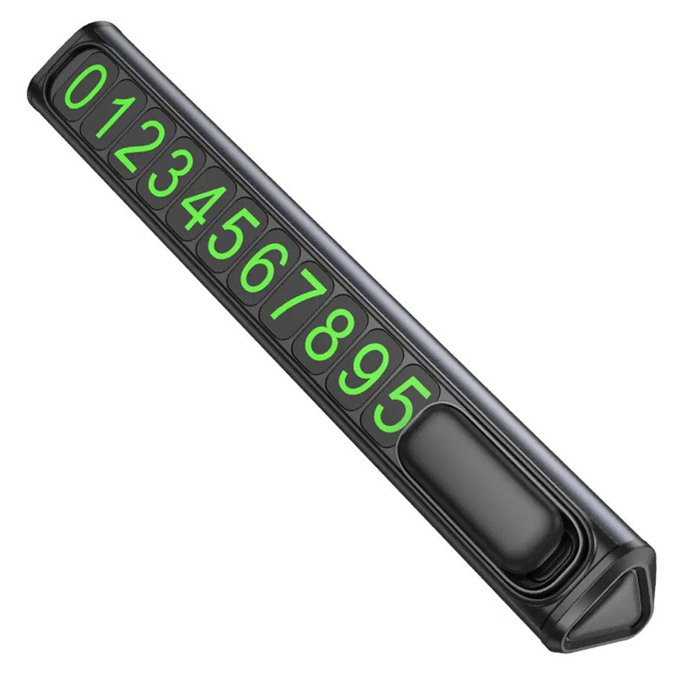 Borofone - Parking Number Ronny (FC3) - for Dashboard, Aluminum Alloy, Number Hiding - Black Metal Gray