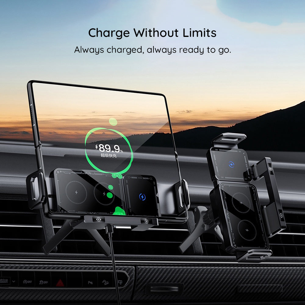 Techsuit - Premium Car Holder with Wireless Charging ModoDock (SW1) - for Air Vent, 90° Intelligent Rotation, 15W - Black