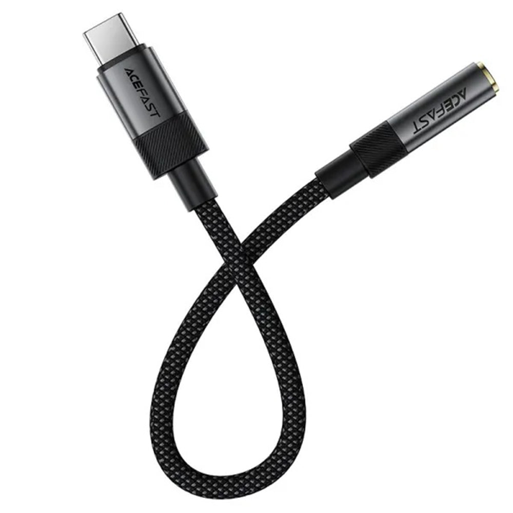 Acefast - Audio Adapter (J12) - Type-C Male to Jack 3.5mm Female, Plug & Play, High-fidelity Sound, No Delay, 15cm - Black