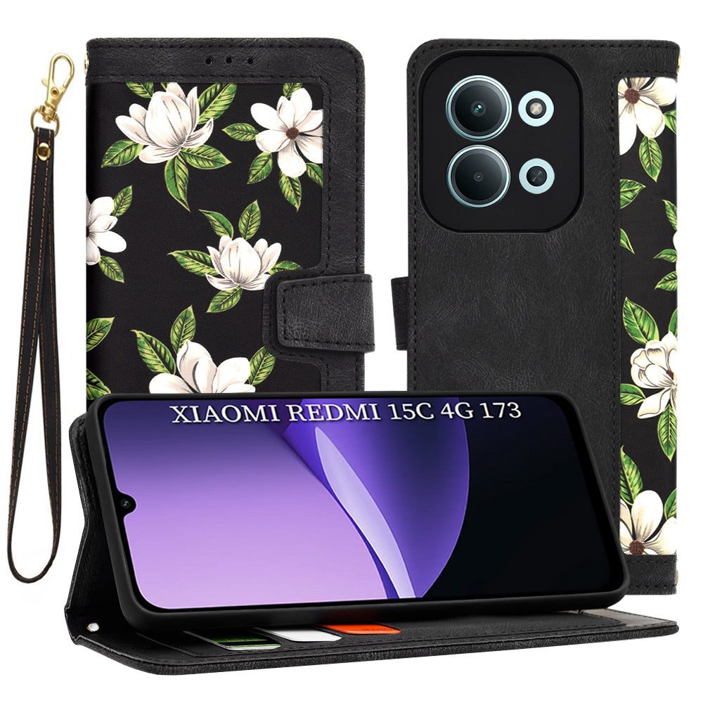 Techsuit - FlipCraft - Xiaomi Redmi 15C 4G / Redmi 15C 5G - Flowers of the Dawn