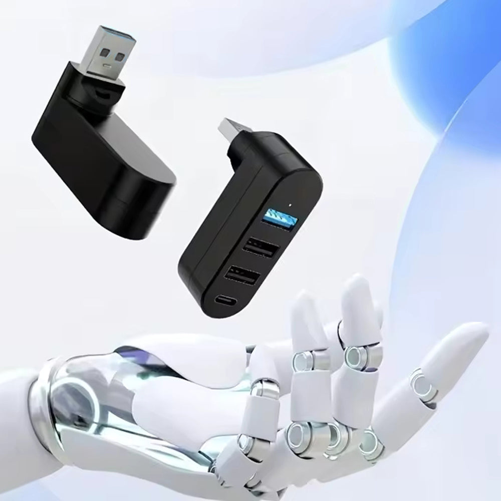 Techsuit - Docking Station SplitterNode 4 in 1 (H17) - USB to 3x USB, 1x Type-C, 5Gbps, ABS, 180° Rotation - Black