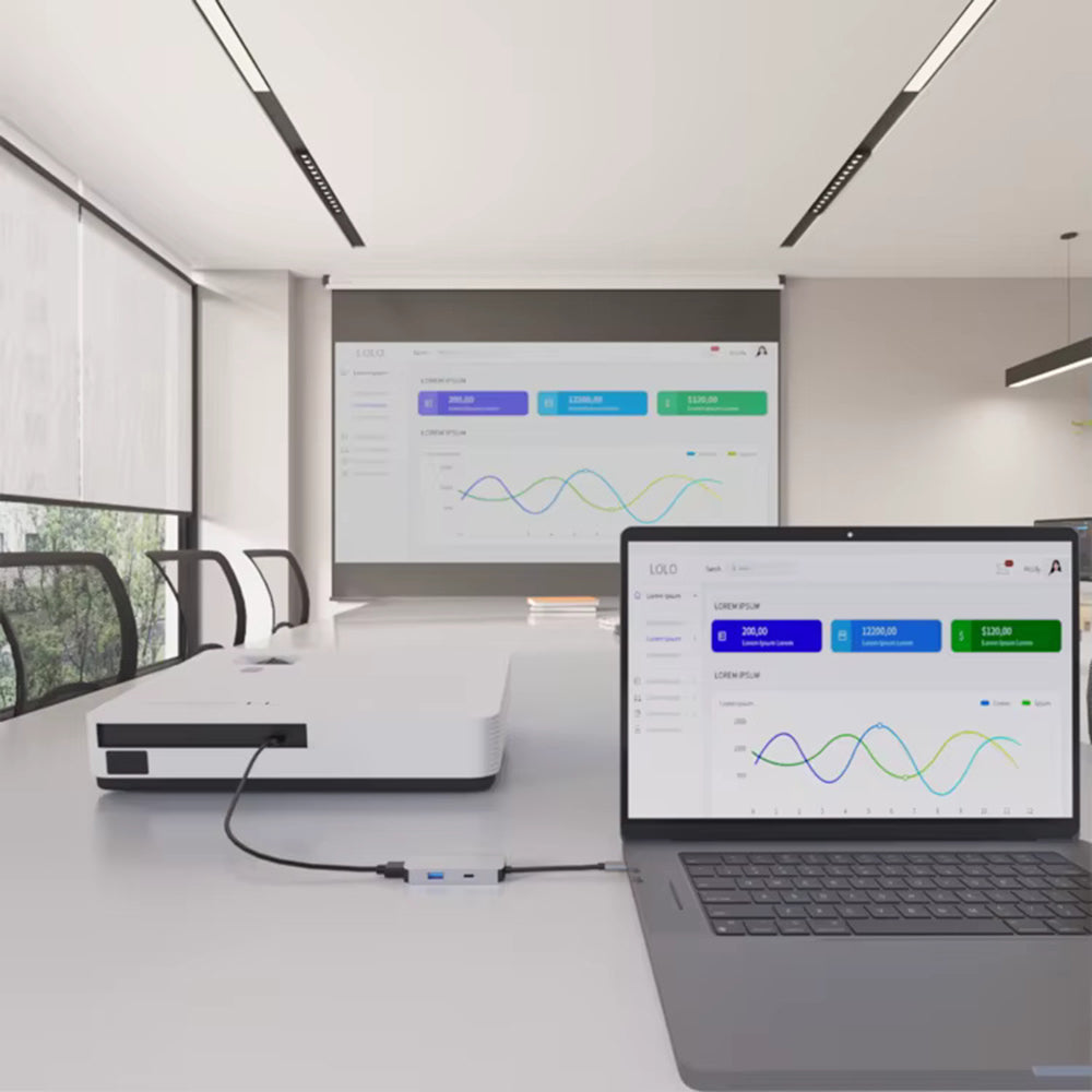 Techsuit - Docking Station TurboChargeX 3 in 1 (H4) - Type-C to Type-C, USB, HDMI, 4K@30Hz, PD87W - Gray