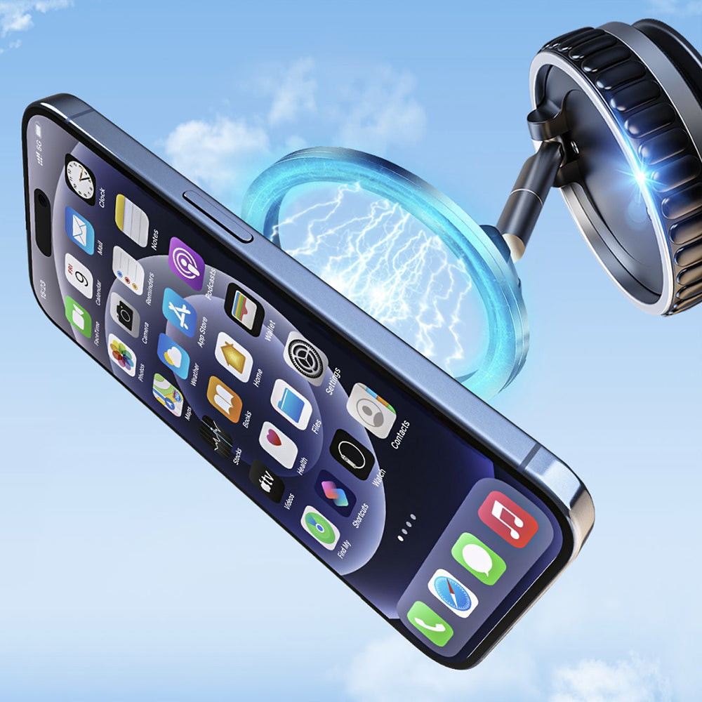 Techsuit - Premium Car Holder VacuumGripX (S15) - for Dashboard, Magnetic, N55, 360° Adjustable, Foldable - Black