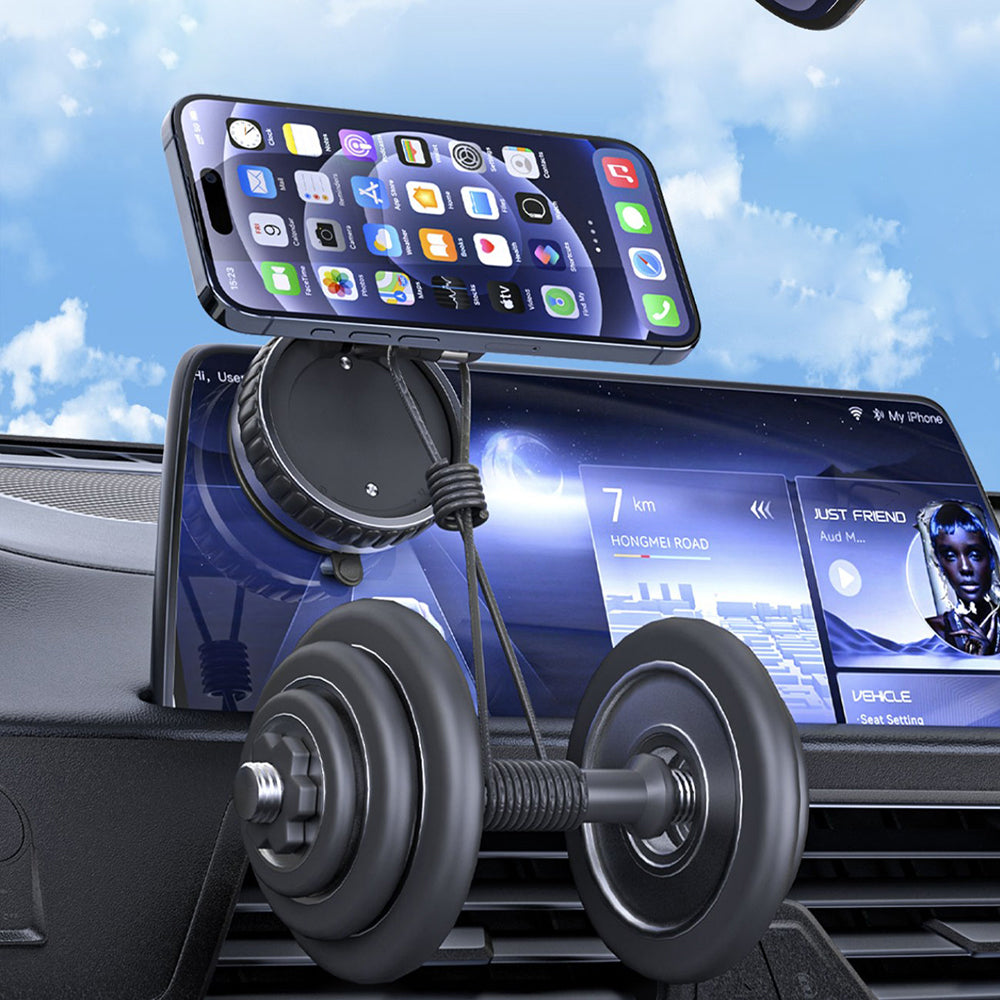 Techsuit - Premium Car Holder VacuumGripX (S15) - for Dashboard, Magnetic, N55, 360° Adjustable, Foldable - Black