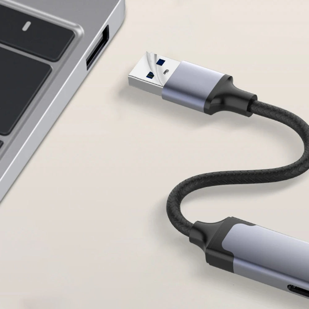 Techsuit - Docking Station PolarisBridge 4 in 1 (H19) - USB to 2x USB 2.0, 1x USB 3.0, 1x Type-C - Gray/White