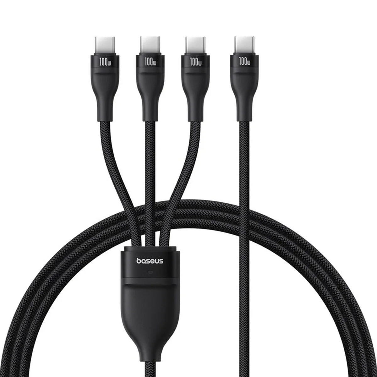 Baseus - Data Cable Flash Series 3 (P10377503111-00) - Fast Charge, USB-C to 3x Type-C, 3in1, PD100W, 480Mbps, 1.5m - Black