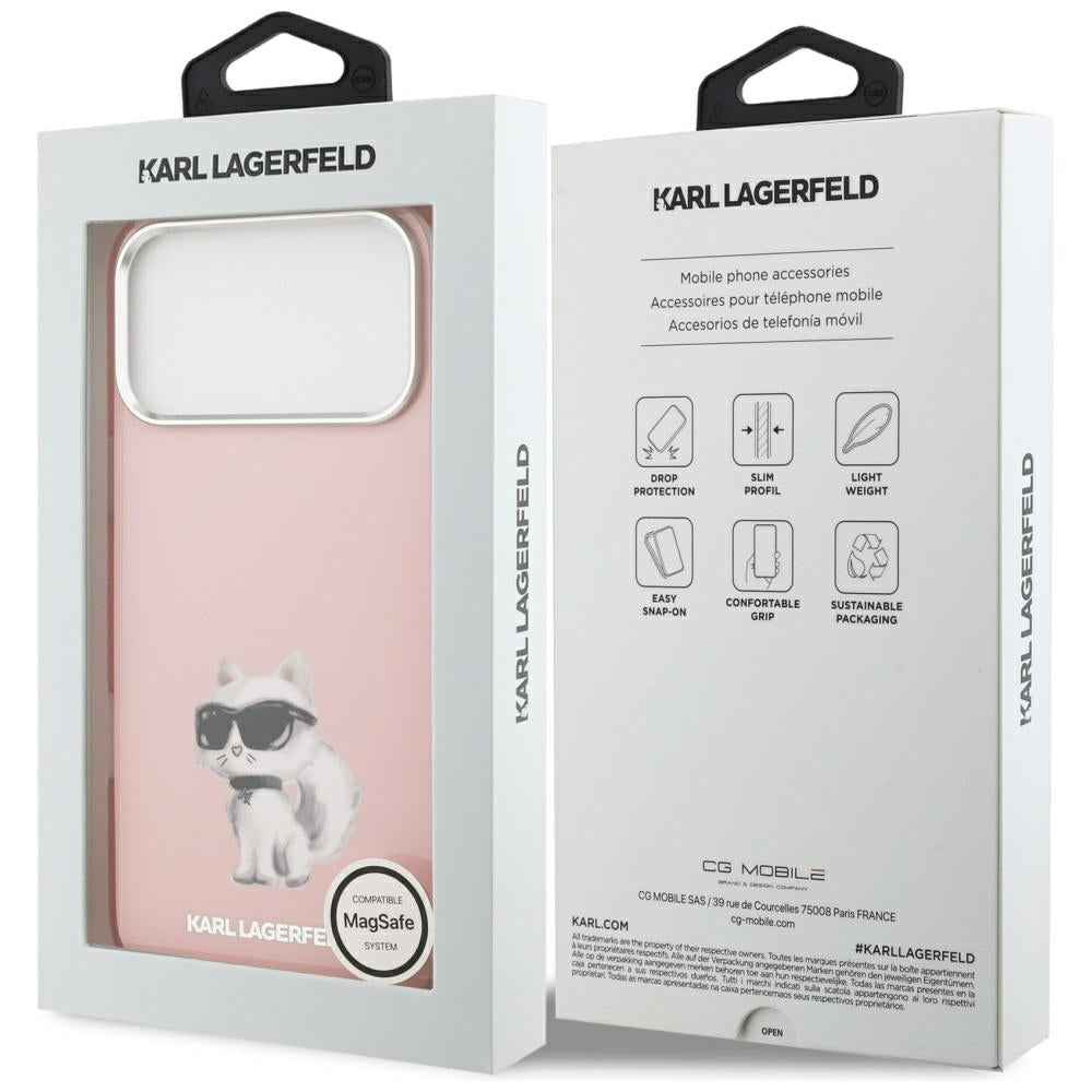 Karl Lagerfeld - IML Aquarelle Choupette & Logo MagSafe (KLHMP17LHMCHAQOP) - iPhone 17 Pro - Pink