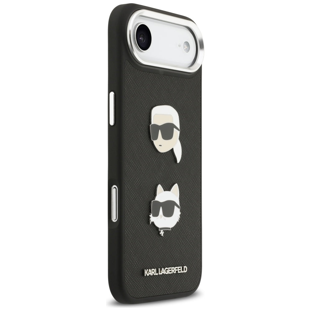 Karl Lagerfeld - FW Grained Karl & Choupette Heads Pins & Logo (KLHCP17MPSFDHPOK) - iPhone 17 Air - Black