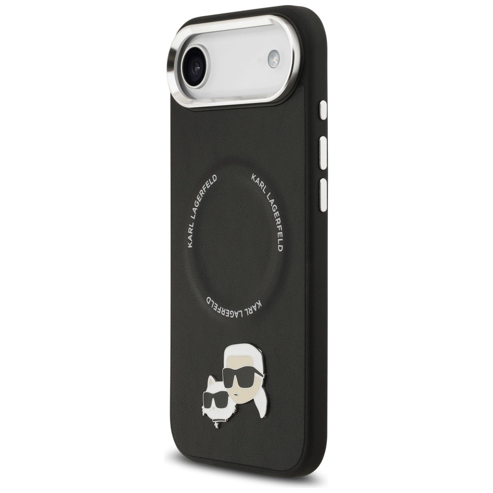 Karl Lagerfeld - Leather Karl & Choupette Pins MagSafe (KLHMP17MPSMLRKCK) - iPhone 17 Air - Black