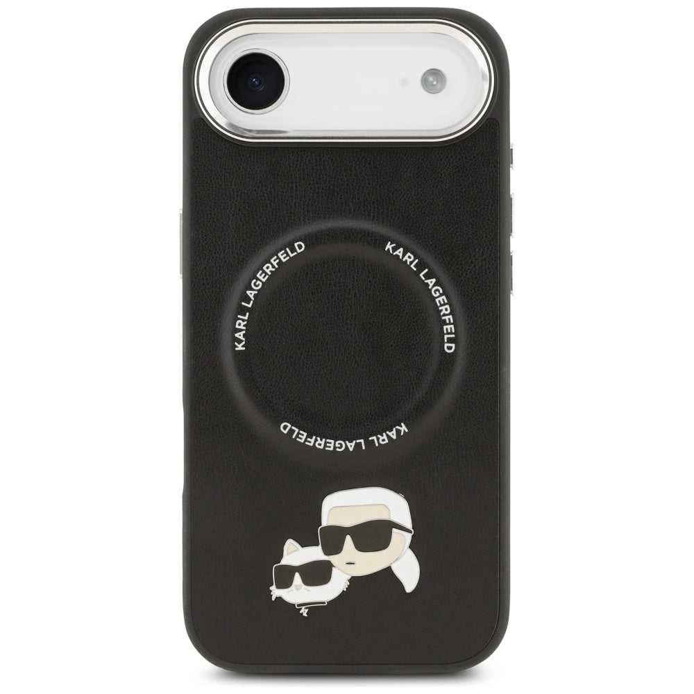 Karl Lagerfeld - Leather Karl & Choupette Pins MagSafe (KLHMP17MPSMLRKCK) - iPhone 17 Air - Black