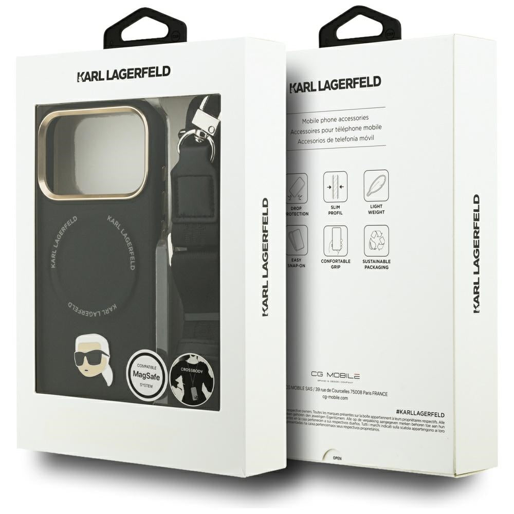 Karl Lagerfeld - Hardcase Big Strap Karl Metal Logo MagSafe (KLHMP17LPCRLRKLK) - iPhone 17 Pro - Black