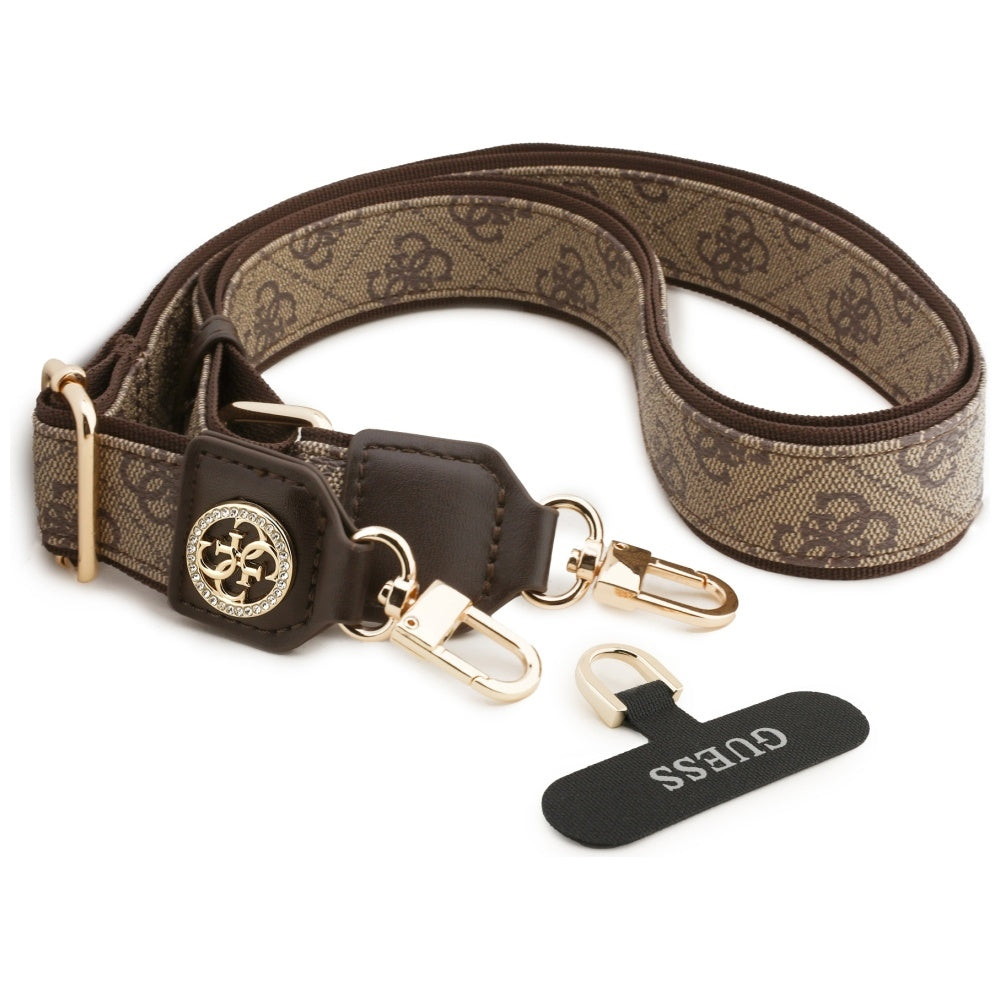 Guess - Strap Tether Patch 4G Strass Metal Logo (GUUCNP4DGMW) - Universal, Adjustable, Polyurethane Leather, 1.5m - Brown