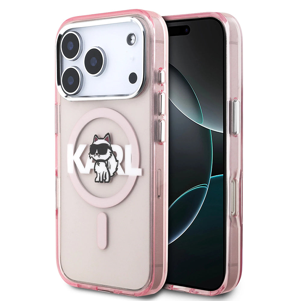 Karl Lagerfeld - IML Choupette Sketch Logo MagSafe (KLHMP17LHGCHGKBP) - iPhone 17 Pro - Pink
