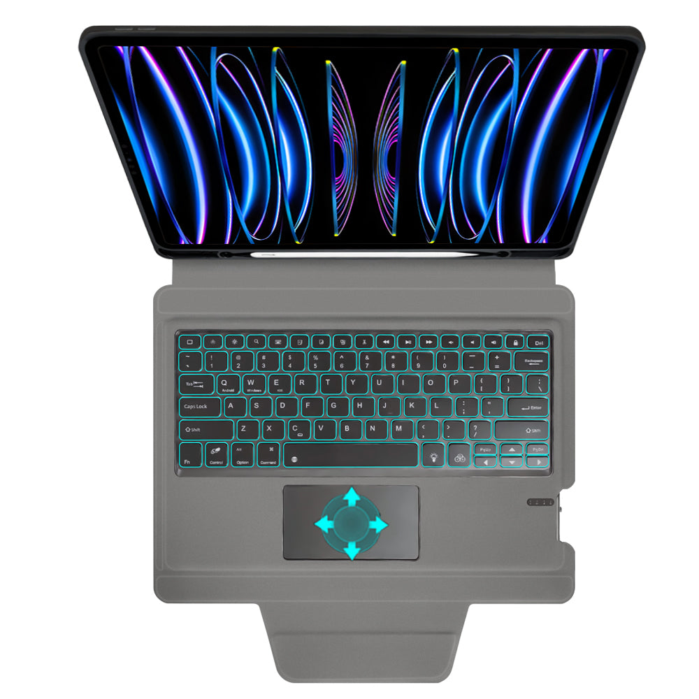 Techsuit - KeyTab Pro + Screen Protector (with RGB Wireless Keyboard/Stylus Pen Holder) - iPad Air 13 (2024 / 2025) - Black