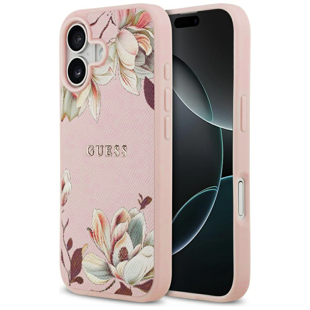 Guess - Grained Flowers MagSafe (GUHMP17SPGNMPLMP) - iPhone 17 - Pink