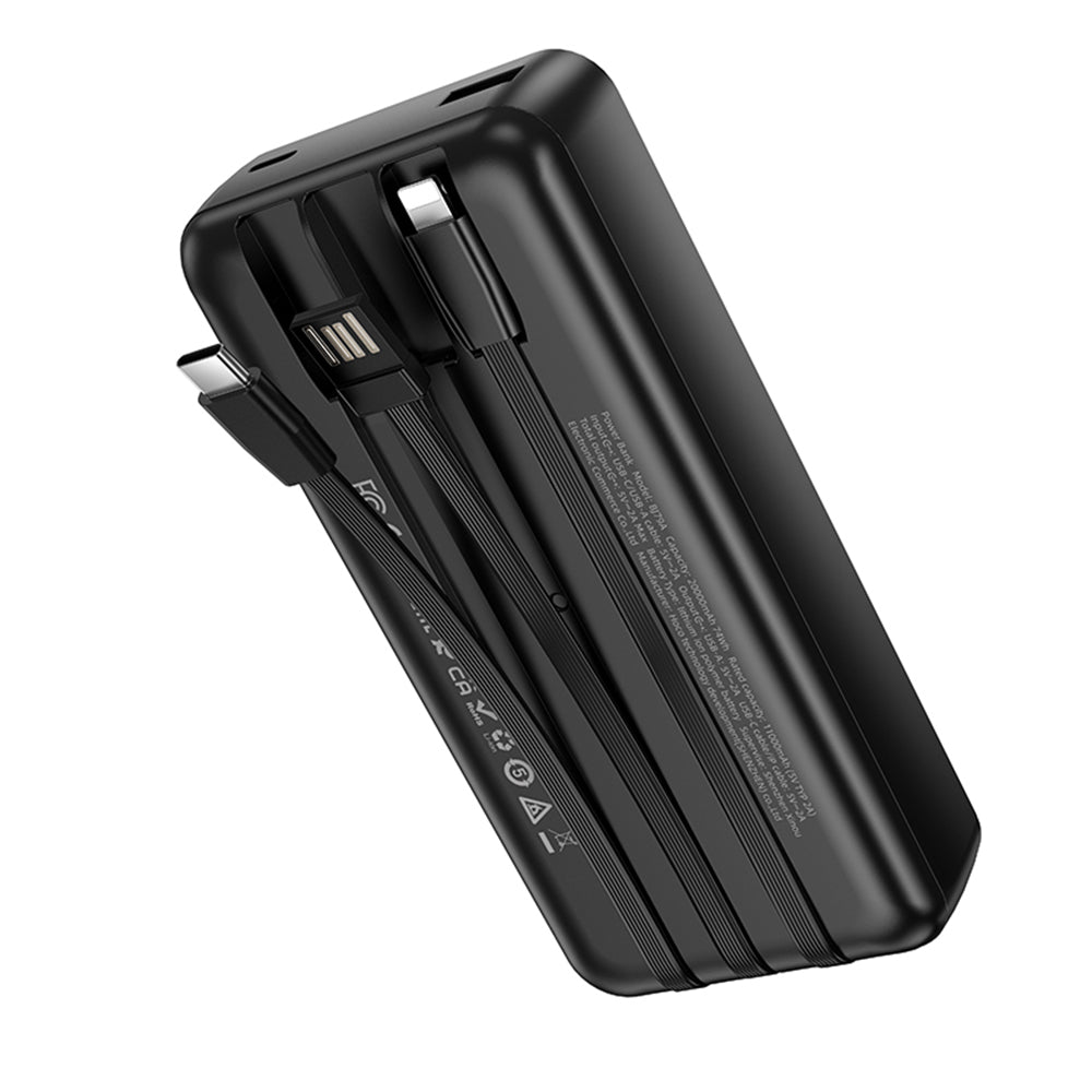 Borofone - Power Bank (BJ79A) - with USB-C, USB, Lightning Cables, USB, Type-C, LED Indicator, 20000mAh - Black