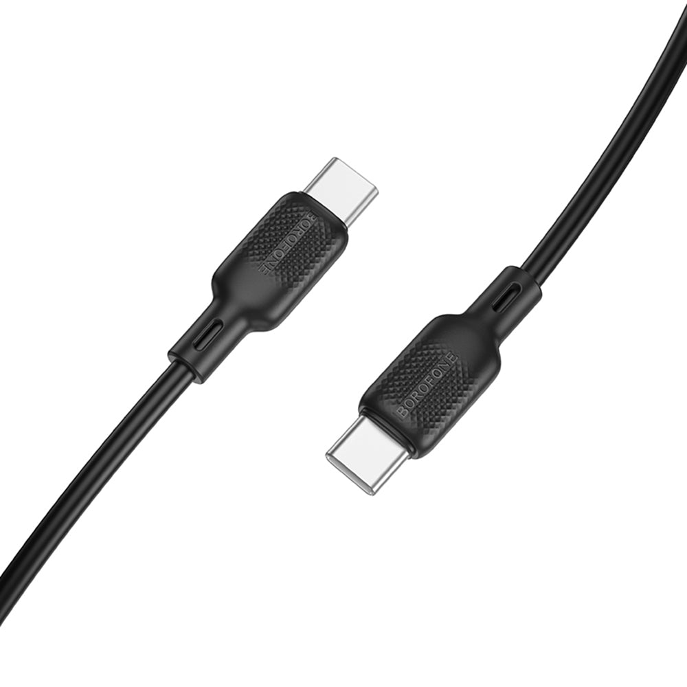 Borofone - Data Cable Lenny Series (BX113) - Type-C to Type-C, Silicone, PD60W, 3A, 2m - Black