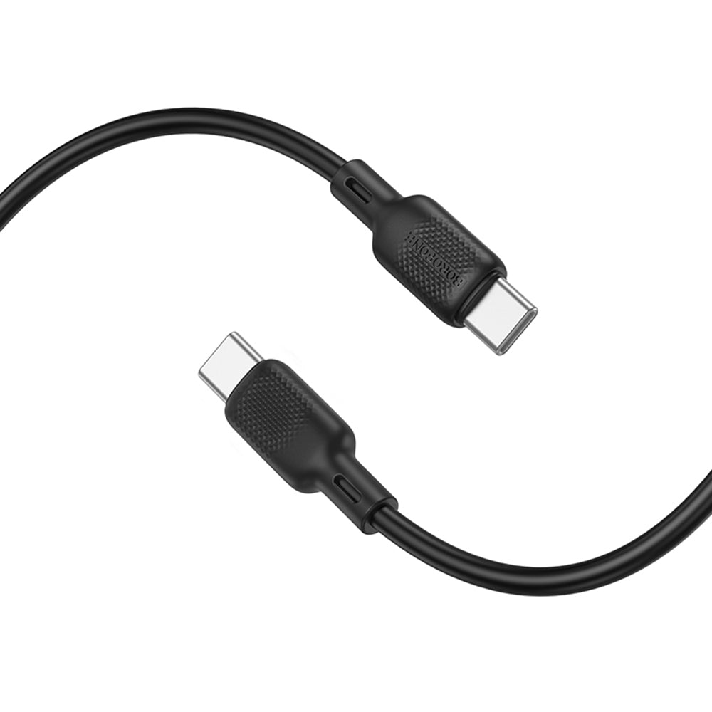 Borofone - Data Cable Lenny Series (BX113) - Type-C to Type-C, Silicone, PD60W, 3A, 2m - Black