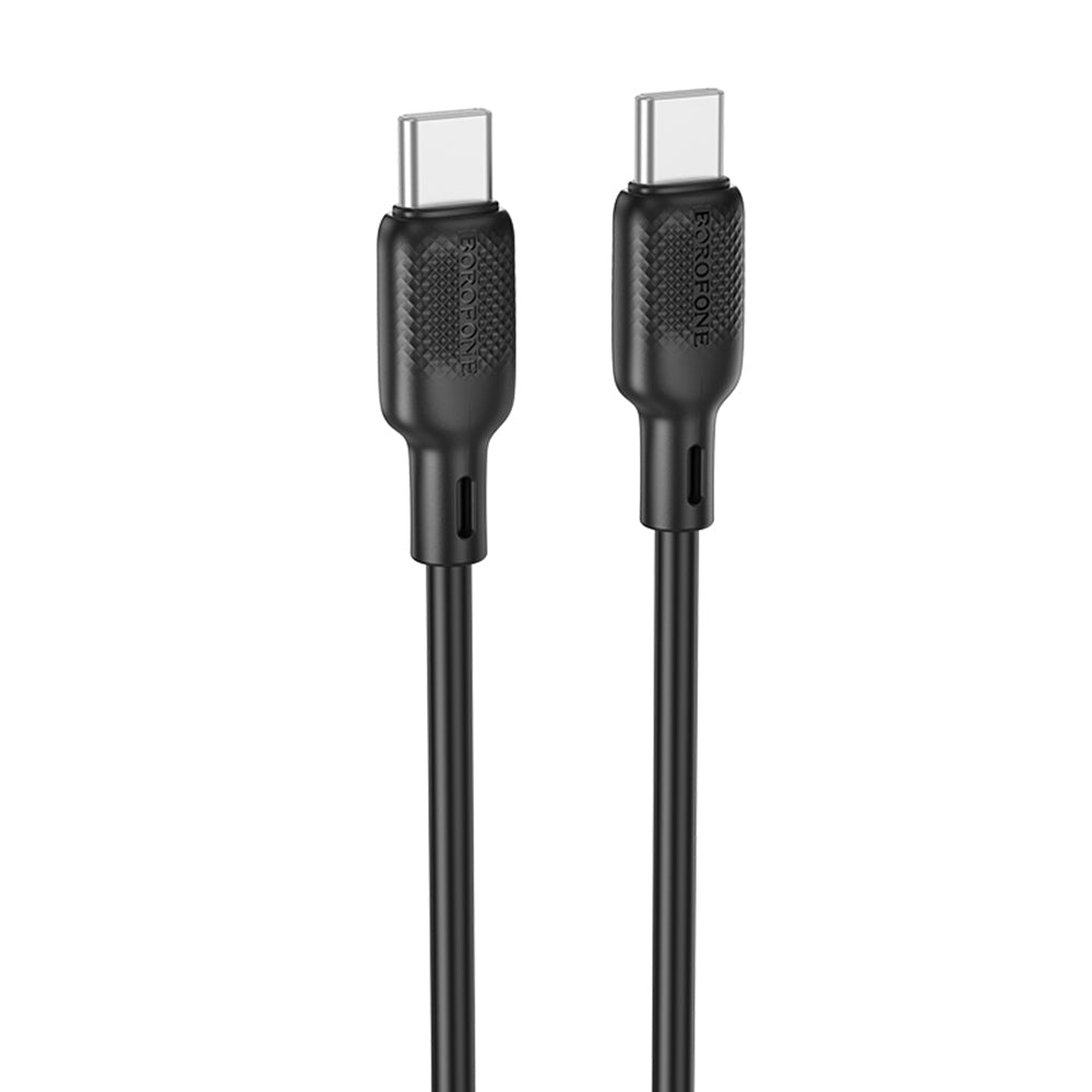 Borofone - Data Cable Lenny Series (BX113) - Type-C to Type-C, Silicone, PD60W, 3A, 2m - Black