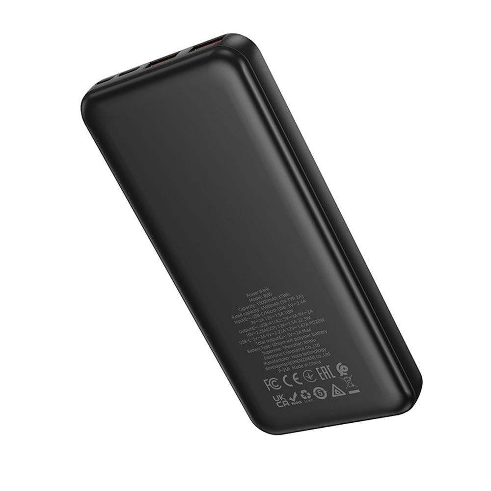 Borofone - Power Bank Clever Series (BJ80) - 2x USB, Type-C, Indicator LED, QC 3.0, 22.5W, PD20W, 37Wh, 10000mAh - Black