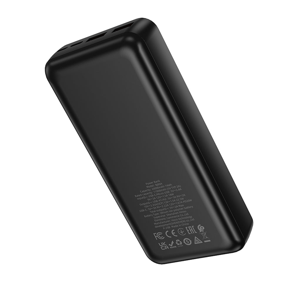 Borofone - Power Bank Clever Series (BJ80A) - 2x USB, Type-C, Indicator LED, QC 3.0, 22.5W, PD20W, 74Wh, 20000mAh - Black