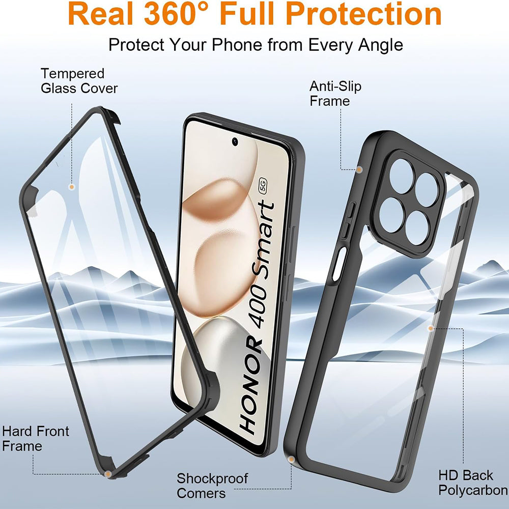 Techsuit - ColorVerse 360 Series + Screen Protector - Honor 400 Smart 5G / 400 Smart 4G / X7d 4G - Black