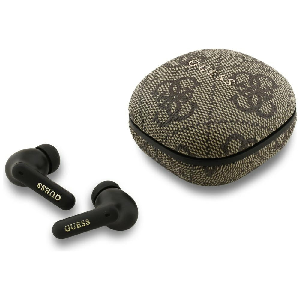 Guess - Wireless Earbuds 4G Classic Metal Logo (GUTWST3P4EGW) - Bluetooth V5.4, TWS, ENC Technology, 250mAh - Brown