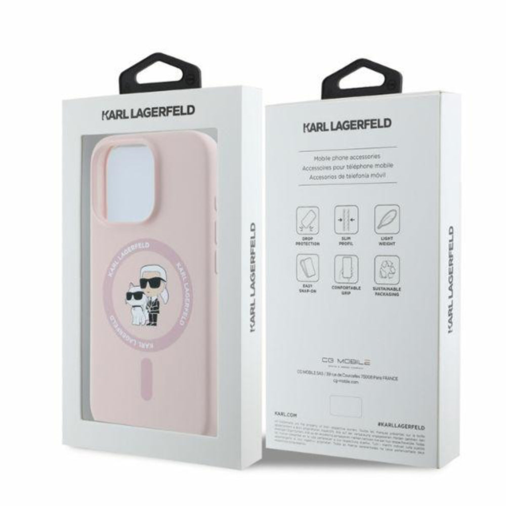 Karl Lagerfeld - Silicone KC Body Ring MagSafe (KLHMP16XSCMKCRHP) - iPhone 16 Pro Max - Pink