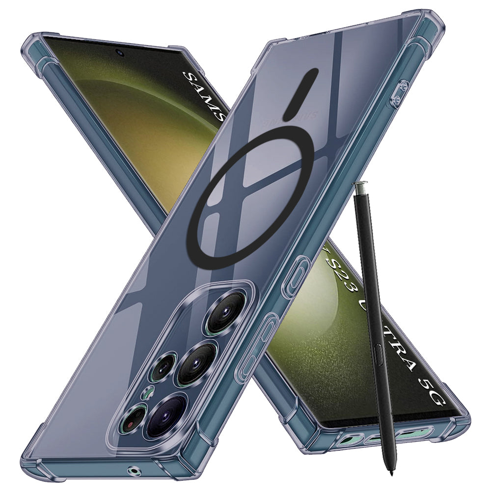 Techsuit - Shockproof Clear Silicone MagSafe - Galaxy S23 Ultra - Smoke Black