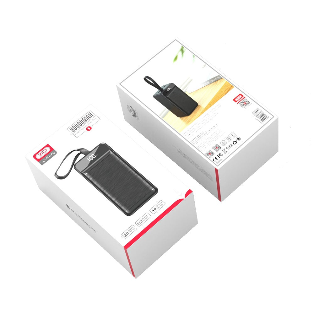 XO Powerbank PR160 80.000mAh QC 22,5W PowerDelivery 20W Μαύρο