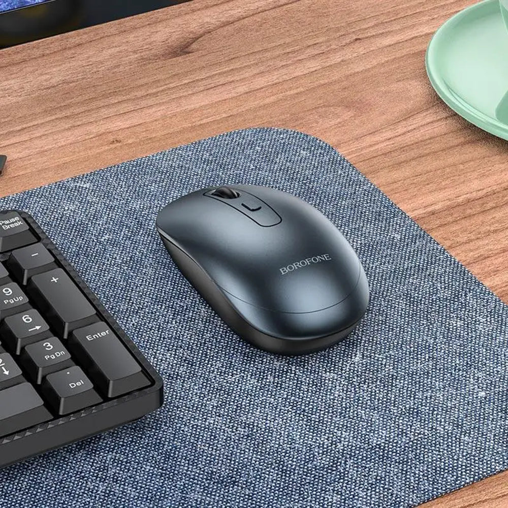 Borofone - Wireless Mouse Winner (BG13) - 2.4Ghz, 1600DPI, Lightweight Design, Ergonomic Design - Black Metal Gray