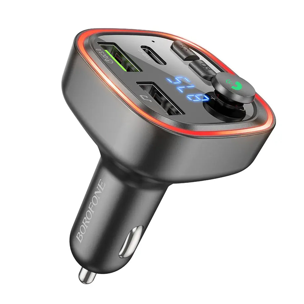 Borofone - FM Modulator and Car Charger Broad (BC48) - Bluetooth V5.0, 2x USB, Type-C, QC3.0, 18W, U-Disk - Black