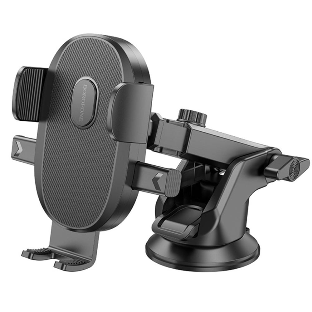Borofone - Car Holder Grand (BH93) - with Suction Cup, for Dashboard/Windshield, 360° Adjust, Telescopic Arm, 4.5–7" - Black
