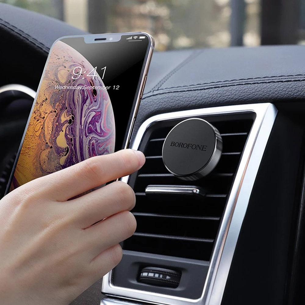 Borofone - Car Holder Air (BH8) - for Air Vent, Magnetic, Aluminum Alloy + Silicone - Black