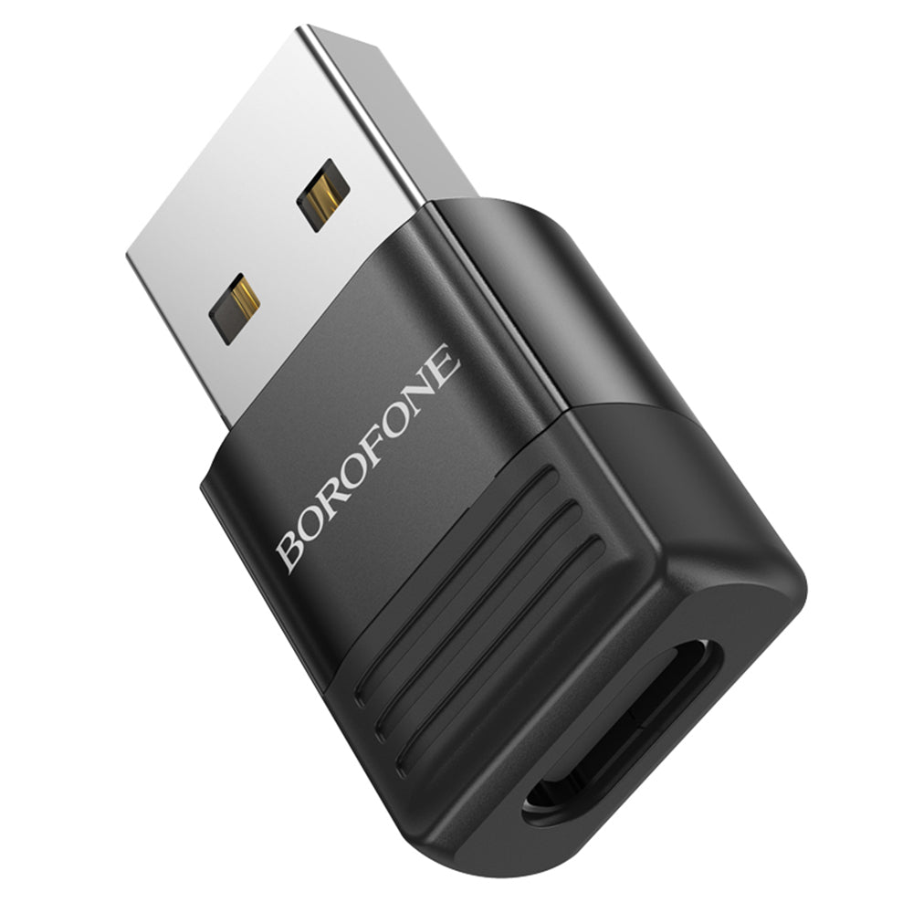 Borofone - Adapter (BV18) - USB2.0 Male to Type-C Female, Data Transmission, OTG Function, Fast Charge up to 3A - Black