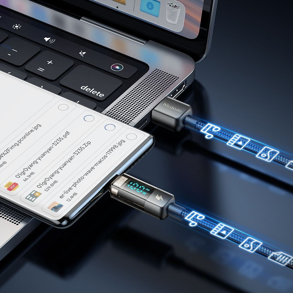 Mcdodo - Data Cable (CA-3630) - Type-C to USB-A, 6A Digital Display, Auto Power Off, Transparent Design, 1.2m - Black