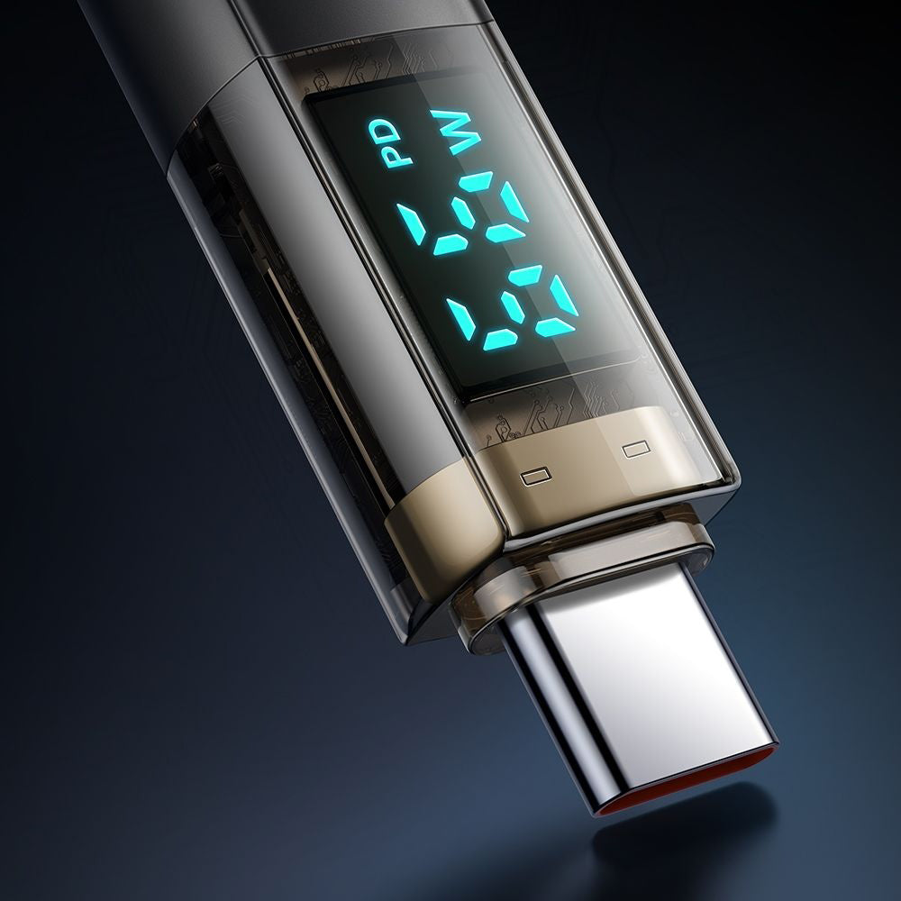 Mcdodo - Data Cable (CA-3610) - Type-C to Type-C, 100W, Digital Display, Auto Power Off, Transparent Design, 1.2m - Black