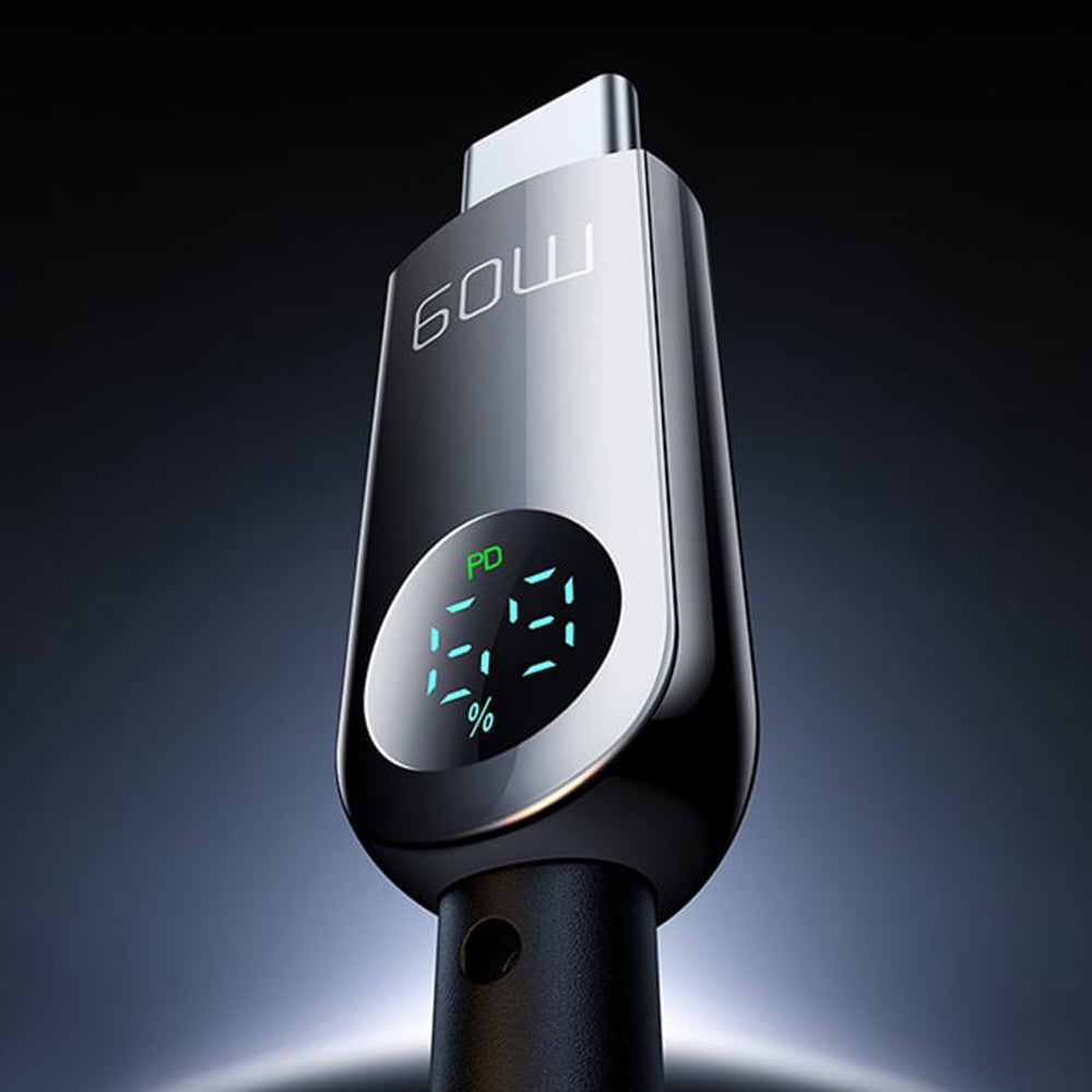 Mcdodo - Data Cable (CA-4780) - Type-C to Type-C, PD60W, with Built-in LED Display, ABS + Nylon, 1.2m - Black