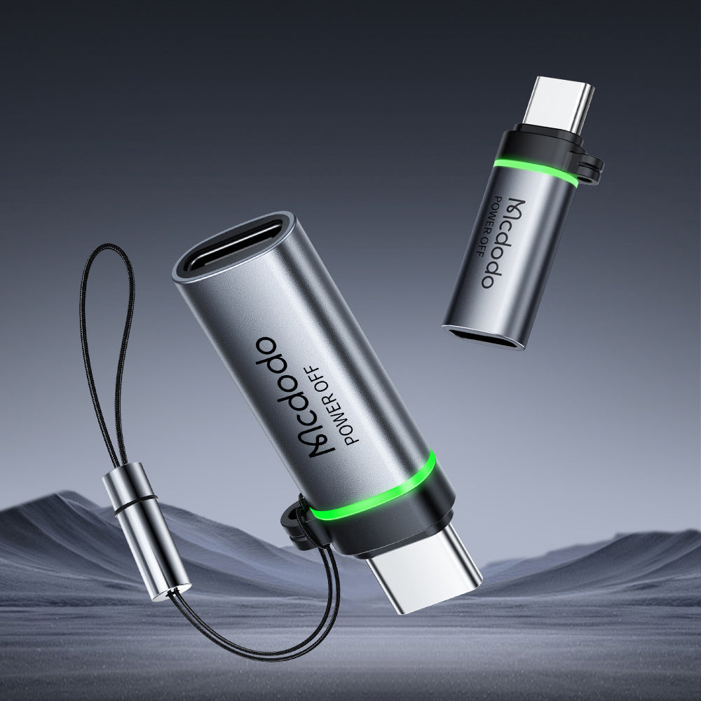 Mcdodo - Adapter Auto Power Off (OT-2450) - Type-C to Type-C, PD100W, 5A, 480Mbps, Charging & Data Sync, with Lanyard - Black