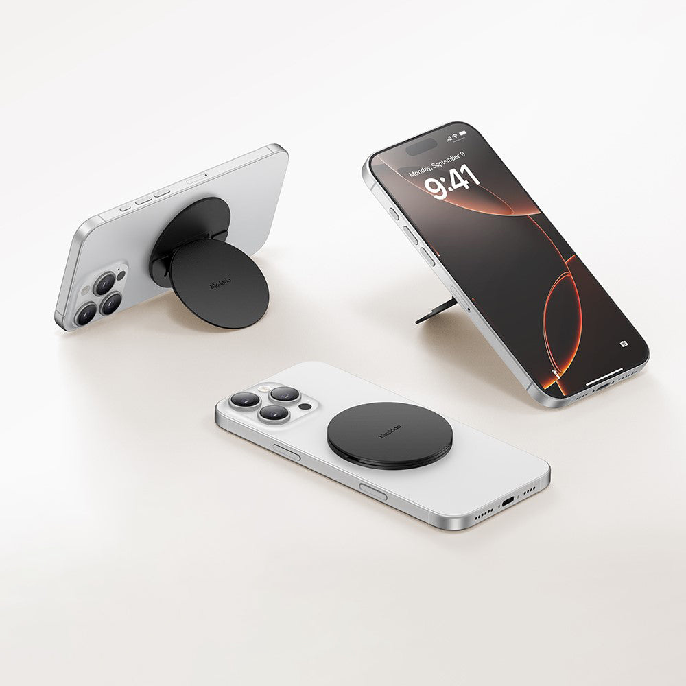 Mcdodo - Foldable Magnetic Phone Stand (MR-7910) - with Multi-Angle Support, Leather - Black