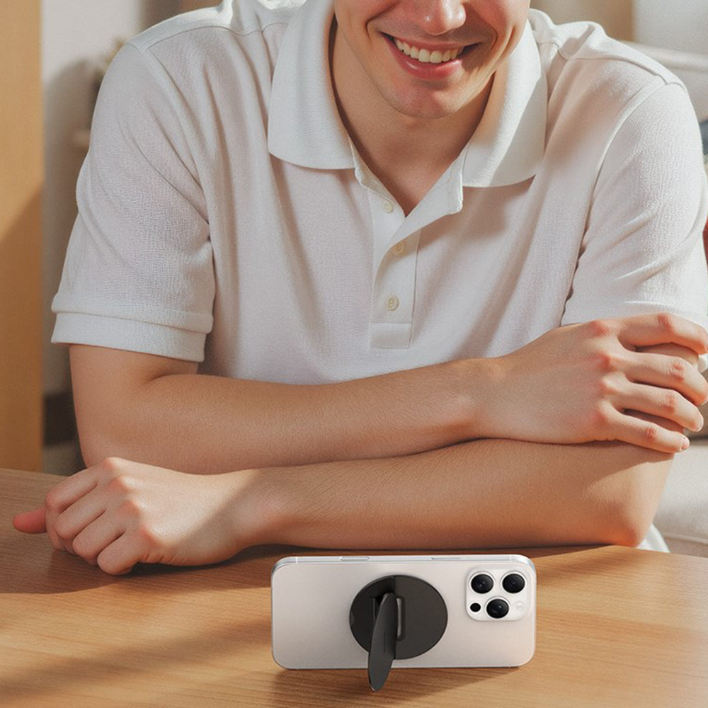 Mcdodo - Foldable Magnetic Phone Stand (MR-7910) - with Multi-Angle Support, Leather - Black