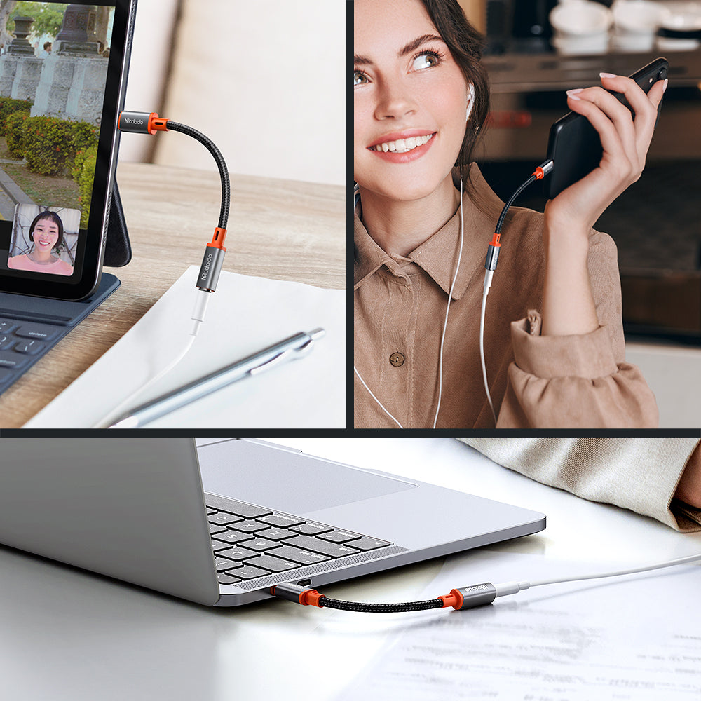 Mcdodo - Audio Adapter (CA-7561) - Type-C Male to Jack 3.5mm Female, Nylon Braided, 0.11m - Black