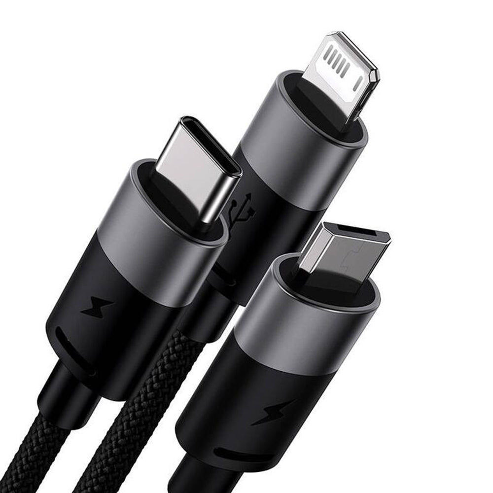 Baseus - Data Cable StarSpeed (P10319900111-01) - USB to Type-C, Lightning, Micro-USB, 100W, 1.5m - Cluster Black